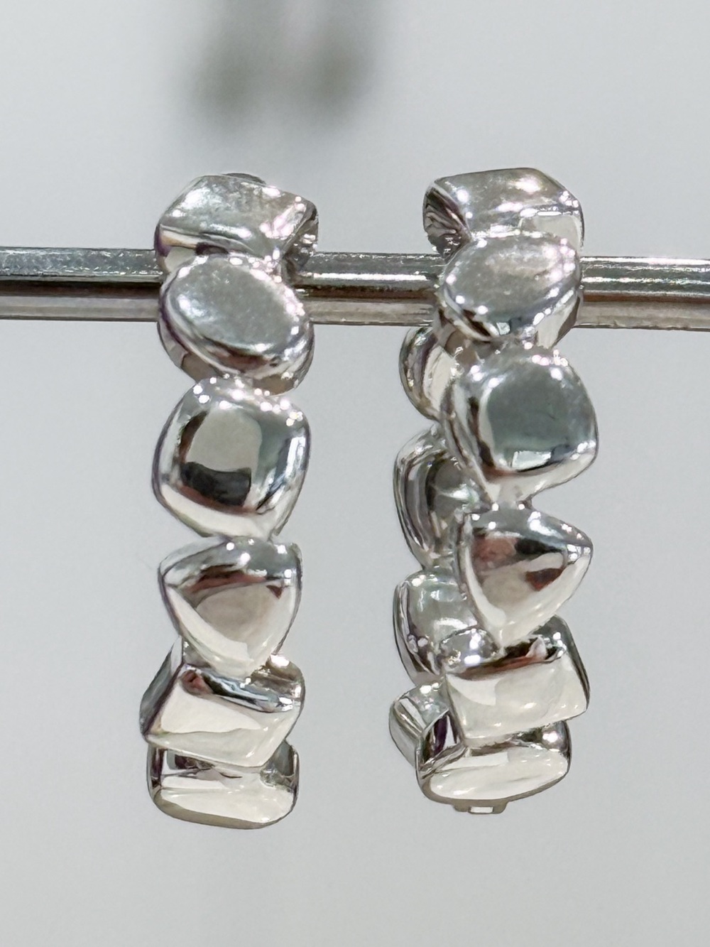 Sterling Silver Pebbled Hoop Earrings
